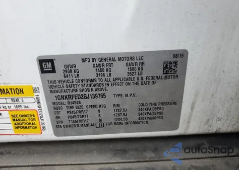 2016 Chevrolet Traverse Ls из США, поврежденный, VIN 1GNKRFED2GJ139765